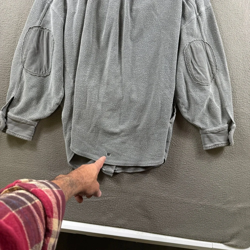 Free People Shirt Jacket Women S Grey Oversized Button Down Elbow Patch Shacket